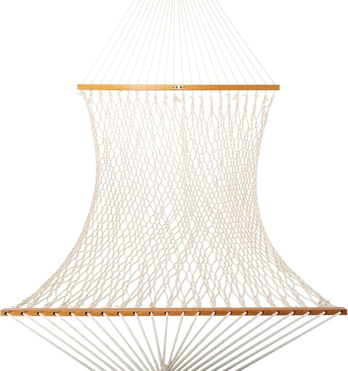 Original Pawleys Island 13DCOT Large Oatmeal DURACORD Rope Hammock with Free Extension Chains & Tree Hooks, Handcrafted in The USA, Accommodates 2 People, 450 LB Weight Capacity, 13 ft. x 55 in.