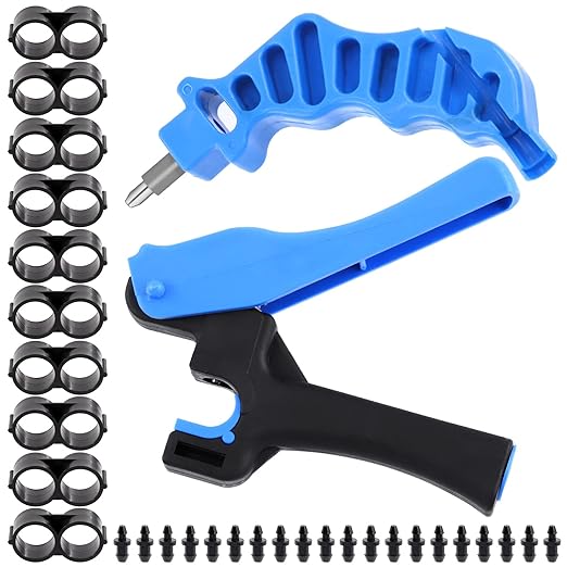 32Pcs Drip Irrigation Tubing Hole Punch Set, Drip Tube Hole Punch Fitting Insertion Tools, Drip Irrigation Plugs and Figure 8 End Cap Plug Irrigation Fittings for Garden Agricultural Watering