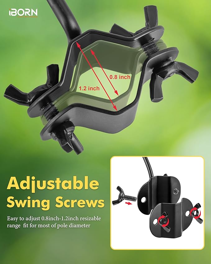 iBorn Bird Feeders Hangers for 1” Pole Stand Station Outdoor Hanging Hooks for Humming Bird Feeders for Outside Plant Hanger Hook Bracket Kit 12.2 Inch Long Metal Hooks for 1 Inch Pole, Pack of 4