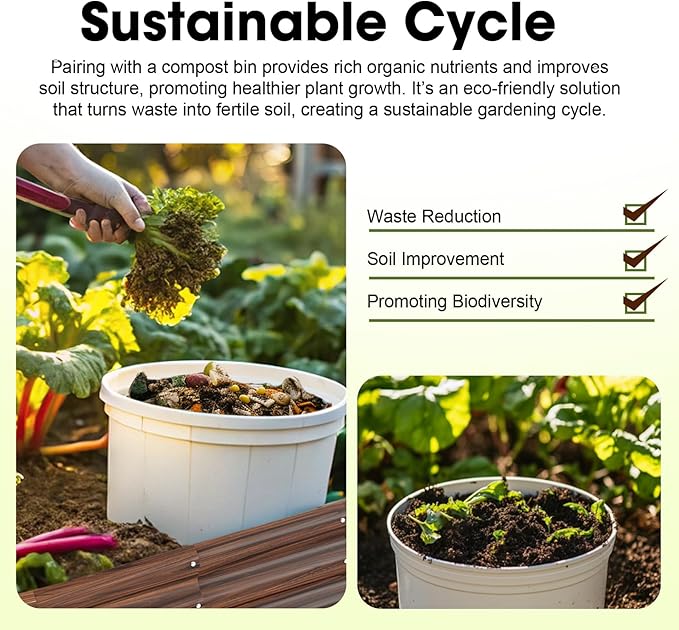 8x2ft Oval Galvanized Raised Garden Bed Kits 16" Tall Outdoor Large Metal Modular Planter Box 9-in-1 Raised Beds for Gardening,Vegetables,Fruits,Flowers & Herbs (Brown)