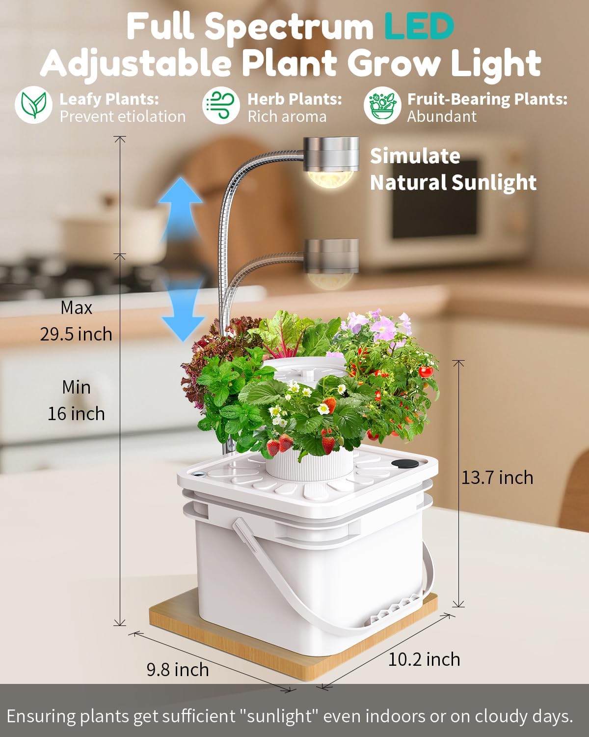 Indoor Herb Garden Growing System Kit, 6 Pods Hydroponics System with LED Grow Light, Hydroponic Planter for Home Kitchen Windowsill, White