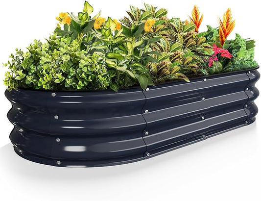 Kesfitt Raised Garden Bed Kit,Outdoor Galvanized Planter Raised Boxes with Safety Edging and Gloves,Large Metal Raised Garden Beds for Gardening Vegetables,Fruits,Flower(4x2x1FT)