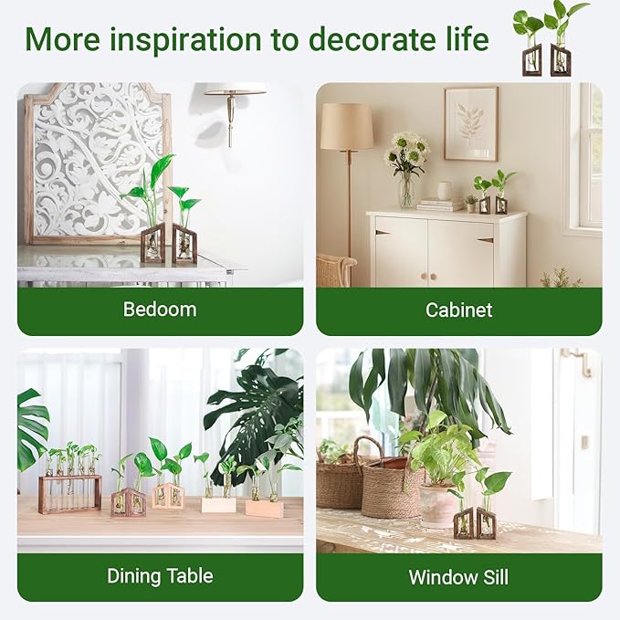 Ivolador Test Tube Propagation Stations Pothos Planter Terrarium Container Perfect for Propagating Hydroponic Plants Home Office Garden Decor Wedding -2 PCS