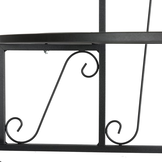 DOEWORKS 3 Tier Plant Stand Flower Pot Rack, Quarter Round Plant Corner Shelf Planters Display Holder orchid shelves for Indoor Outdoor Use, Black