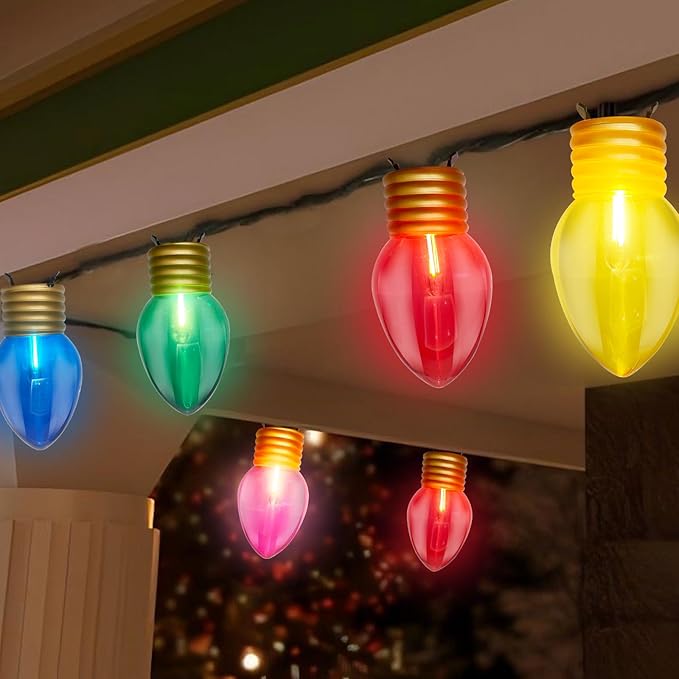 Jumbo Christmas Lights 16FT C9 Outdoor Christmas Decorations Hanging Lights with 10 5'' LED Giant C9 Multicolor Bulbs, Connectable Vintage Christmas Lights for Holiday Home Tree Roof Yard Garden Lawn