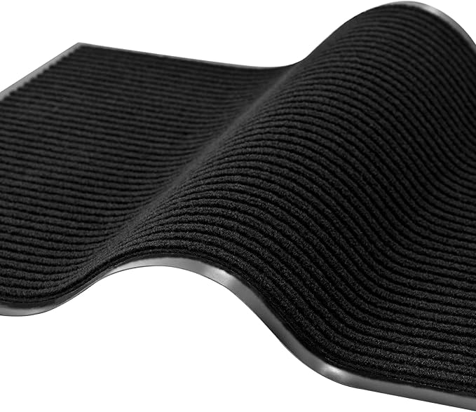 fani Heavy Duty Jet Black Striped Floor Door Mats Entryway Mats Outdoor Indoor Entrance Doormat Waterproof Low Profile Home Rug with Anti-Skid Rubber Back (Jet Black, 23" x 35")