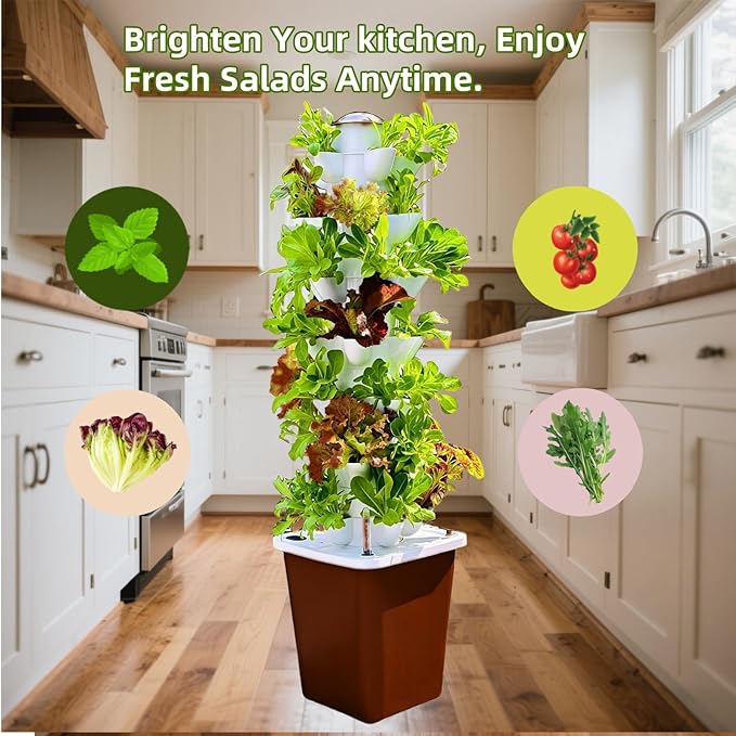 Hydroponic Growing System Kit – Indoor Vertical Hydroponic Garden Tower, 35 Planting Pods，Indoor Herb Garden,Lettuce Vegetables Hydroponic Growing Kit