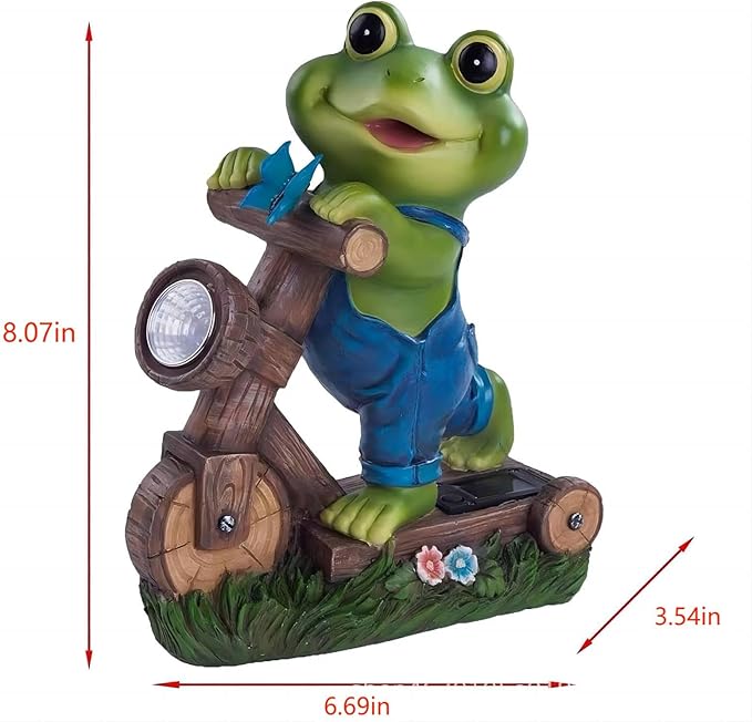 Solar Garden Frog, Outdoor Garden Decor, Animal Garden Statue, Fairy Garden Accessories,Patio,Yard,Balcony Decorations, Lawn Ornament, Housewarming, Birthday,Mothers Day Mom Gifts.