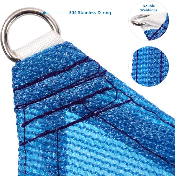 Eden's Decor Straight Flat-Edged Sun Shade Sail Rectangular 5' x 18' Blue UV-Blocking Outdoor Canopy Fabric Cloth Awning for Pergola Patio Garden Backyard Custom Size