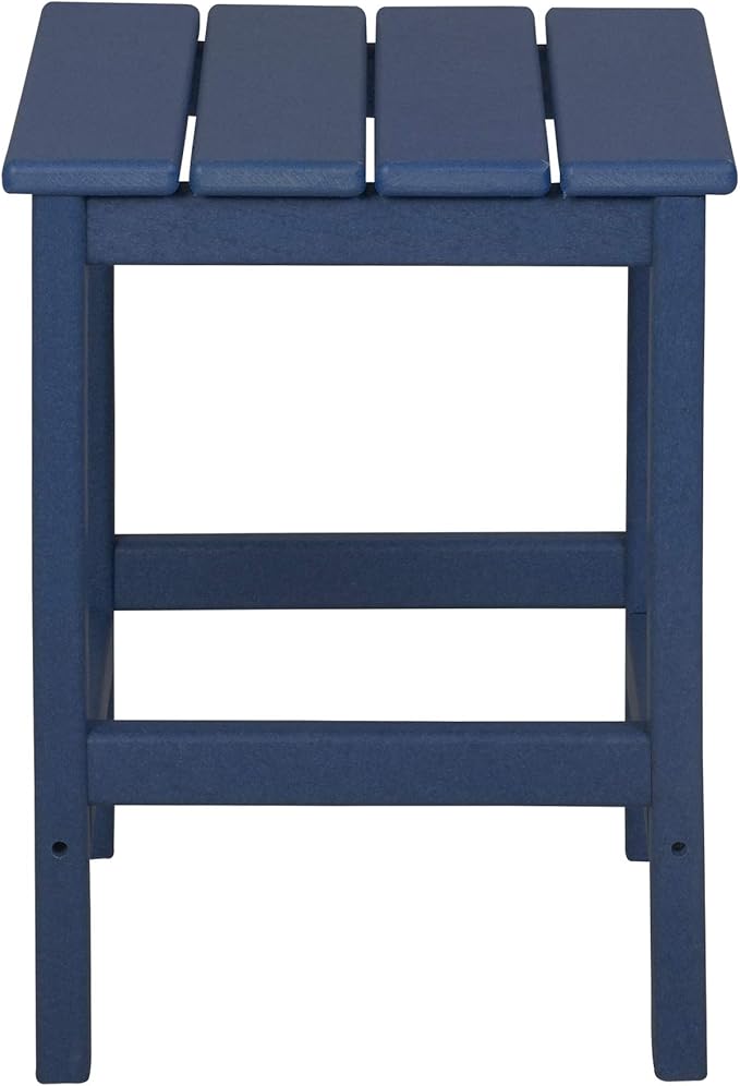 WO Home Furniture Adirondack Chair Table Set of 2 PCS Outdoor Folding Chair w Side Table Weather/UV Resistant for Lawn, Garden, Bon Fire, Balcony (Navy Blue)