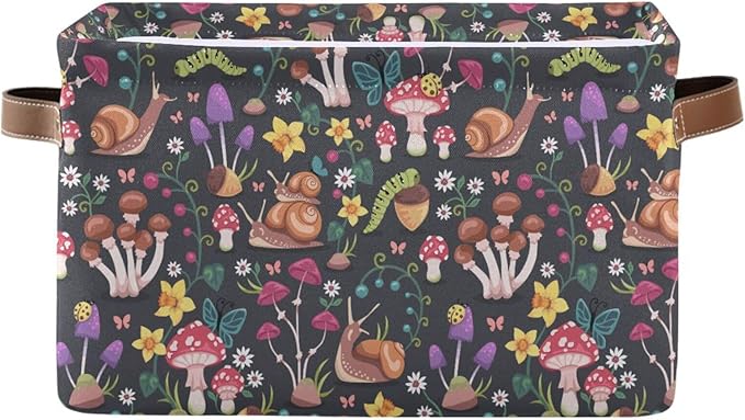 Mushroom Snail Rectangular Storage Basket Organizer Bin Shelf Baskets For Clothes Gifts For Home Office Dorm