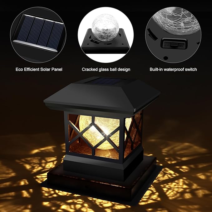 TWINSLUXES Solar Post Cap Lights Outdoor - Waterproof LED Fence Post Solar Lights for 3.5x3.5/4x4/5x5 Wood Posts in Patio, Deck or Garden Decoration Warm Light… (12 Pack)