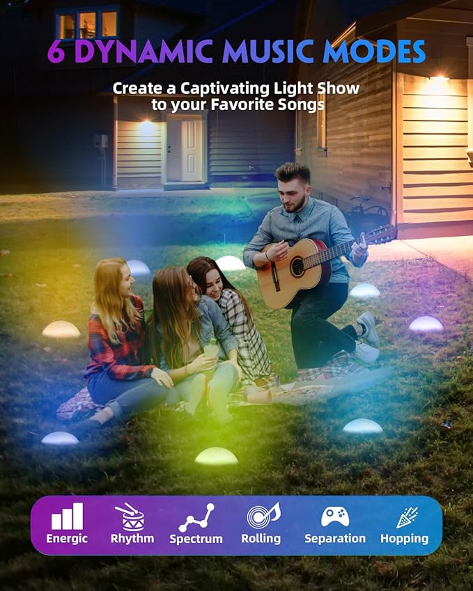 Outdoor Smart Ground Lights - 65FT 45Pack Pathway Light Remote & App Control, Color Changing Walkway Lighting Compatible with Alexa Halloween Christmas Outdoor Decor for Patio, Garden, Yard