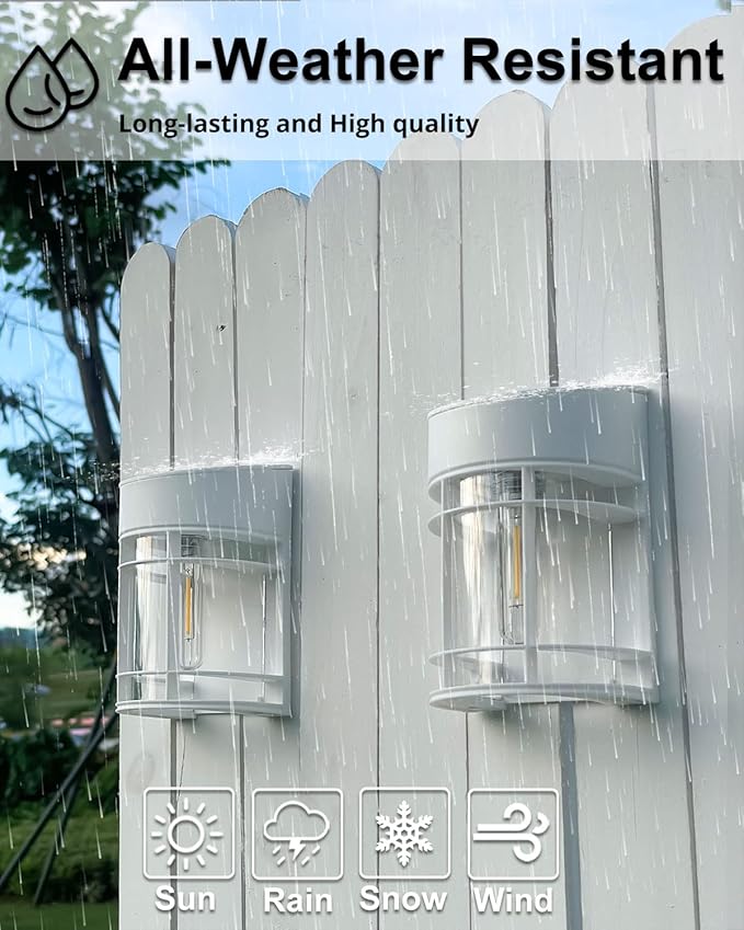 Solar Fence Lights, 8 Pack Deck Light Solar Powered, Waterproof Solar Outdoor Lights Decorative for Garden Backyard Fence Post Patio, White