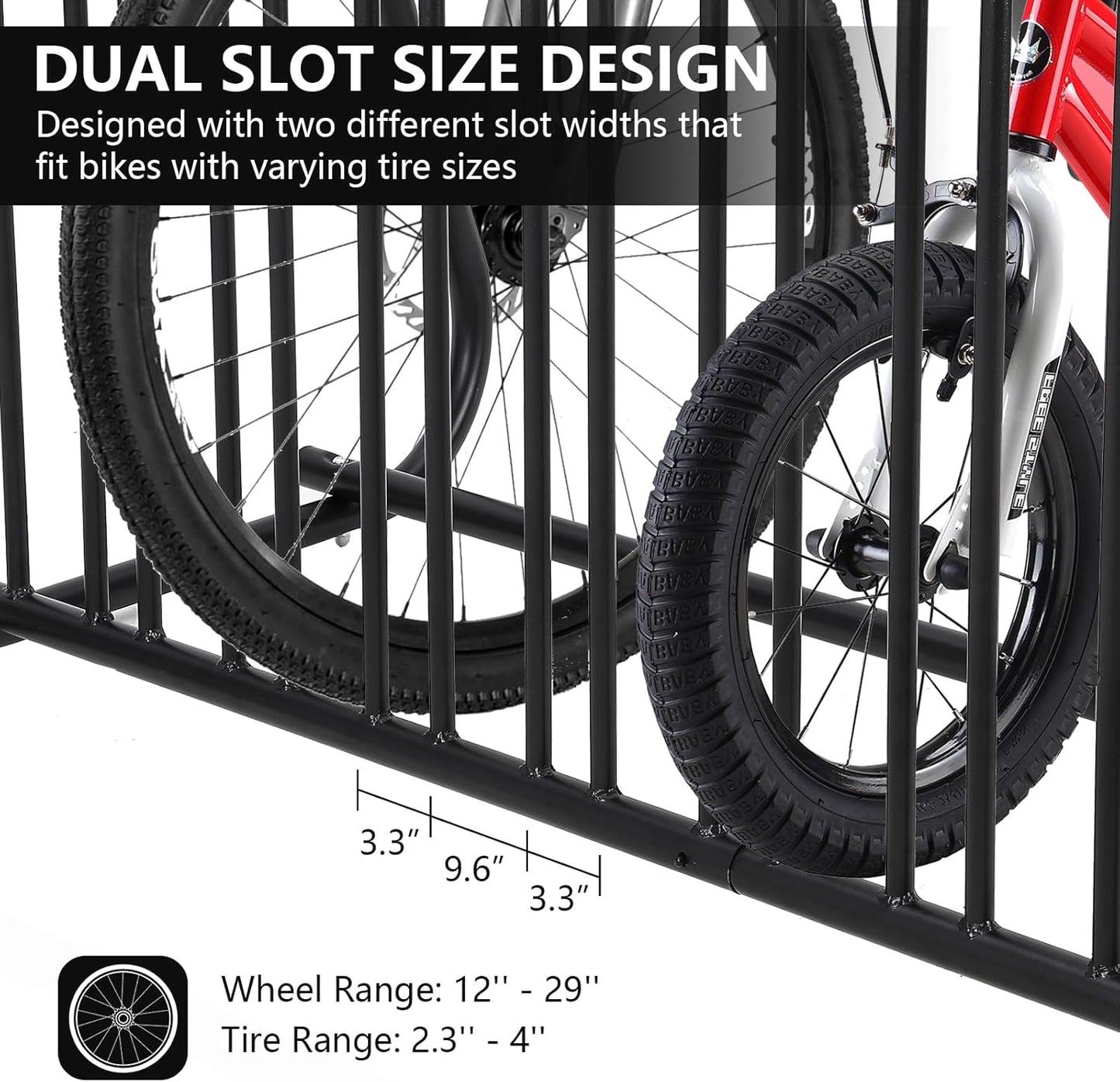 10-Bike Commercial Floor Rack, Heavy Duty Powder-Coated Steel Grid Organizer, Freestanding Double-Sided Storage for Garages/Storefronts/Schools