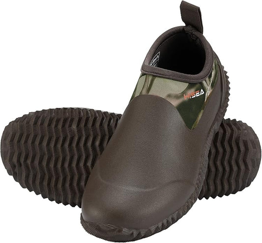 HISEA Unisex Waterproof Garden Shoes, Men's Rubber Rain Boots Women's Ankle Rain Shoes Neoprene Camp Booties Outdoor Slip-On Footwear for Gardening, Farming, Camping, Car Wash, Lawn Care and Yard Work