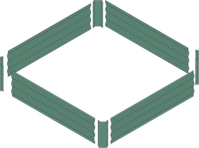 4x4x1ft Metal Raised Garden Bed Kit，Galvanized Garden Bed Box for Vegetables, Flowers, Herbs, and Succulents,120 Gallon Capacity - Green