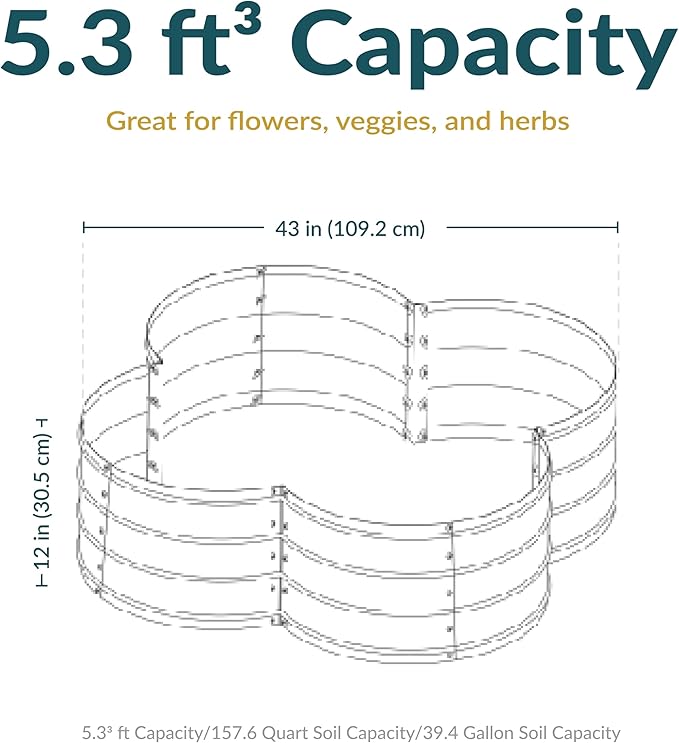 Sunnydaze Galvanized Raised Garden Bed - Metal Raised Bed for Gardening - Outdoor Planter Box for Flowers, Plants, and Vegetables - Green - 12” H Clover