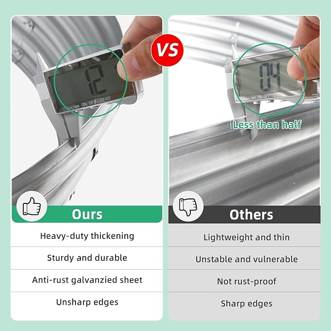 6x3x1ft Thickening Galvanized Raised Garden Bed, Planter Box for Outdoor, Oval Larger Space Garden Bed Planter for Herbs, Vegetables, Fruits