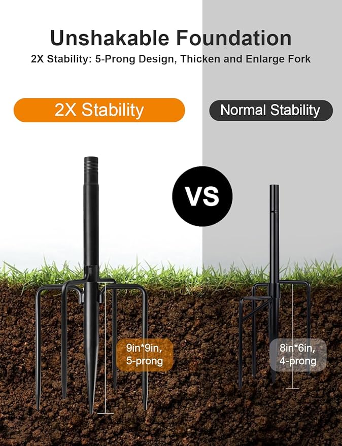 2 Pack String Light Poles for Outside, Thickened Metal Lights Hanger Pole Outdoor with Fork, Lighting Hanging Post Accessories for Patio Decor Garden Backyard Yard Front Porch Outside Decorations