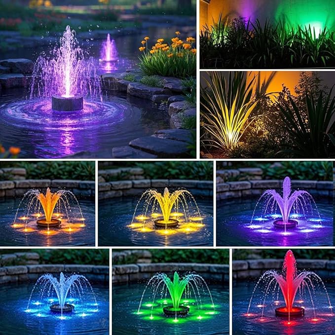 Fountain Lights with Timer, Underwater LED RGB Colored IP68 Waterproof Adjustable Submersible Pond Lights for Fish Pond Garden Lawn Yard Waterfall, 5 Lights in Set