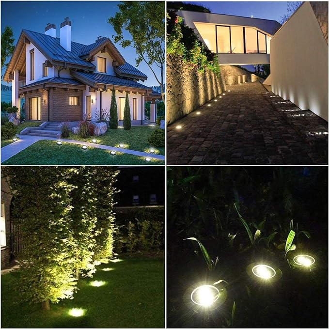 Solar Ground Lights, Waterproof Solar Garden Lights, Upgraded Outdoor Garden Waterproof Bright in-Ground Lights, Landscape Lights for Pathway,Yard,Deck,Lawn,Patio,Walkway (8 Pack White Light)