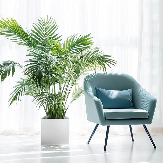 White Steel Planter Square Outdoor Planters Galvanized Steel Planter Box Indoor Metal Large Planters Cube Heavy Duty Flower Pot 16 Inch Modern Commercial Residential for Trees Patio Deck Yard Garden