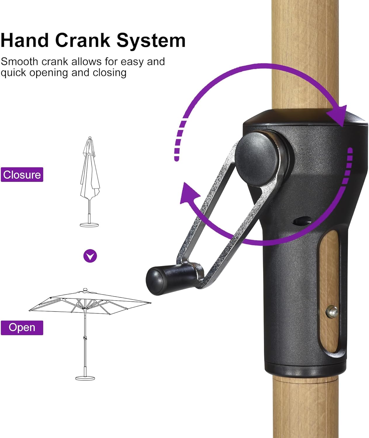PURPLE LEAF 9' x 11.5' Patio Umbrella with Base Outdoor Umbrella Market Umbrella with Crank & 8 Ribs Aluminum Rectangular Table Umbrella Outdoor Patio for Backyard, Taupe