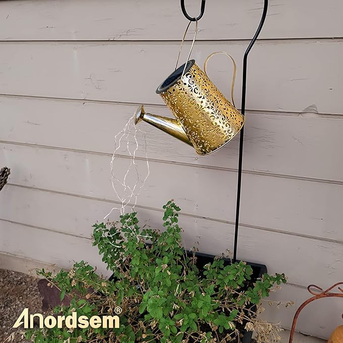 Anordsem Solar Watering Can Lights: Garden Light Waterproof Outdoor Yard Decoration - LED Fairy Hanging Lantern with Hook Patio Path Proch Decor - Gardening Gifts for Women Mom Grandma