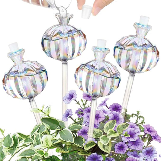 4 PCS Plant Self Watering Globes 8.9 Inch Self Watering Planter Insert Glass Water Globes for Indoor Plants & Outdoor Plants