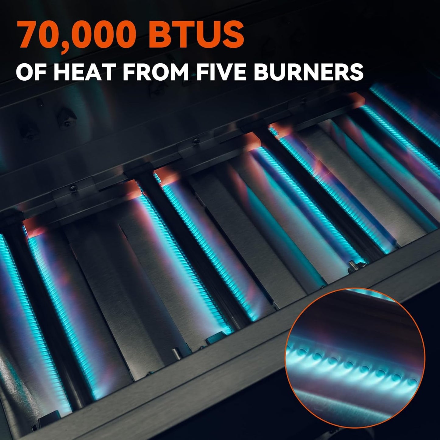 Hygrill 40-Inch Built In Grill, Stainless Steel 5-Burner Grill Head for Outdoor Kitchen, Natural Gas