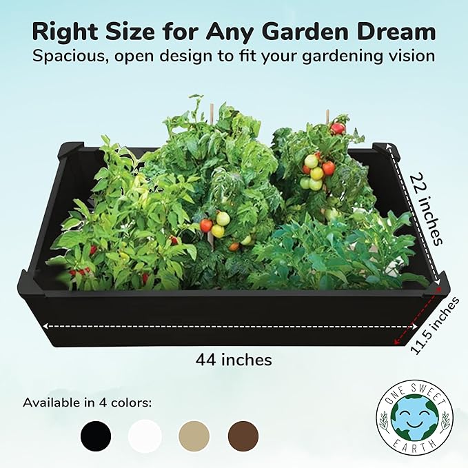 Raised Garden Bed - 2x4 ft Planter Box - Black HDPE - No Tools Needed - DIY Kit for Urban Gardening, Flowers, Herbs & Vegetables - Made in The USA