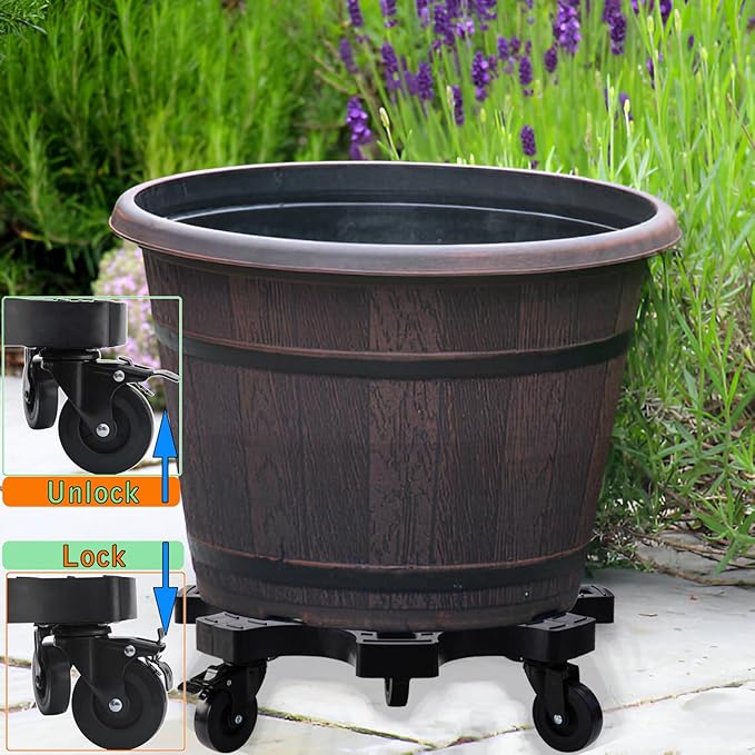 20 Inch Plant Caddy with Wheels 700lbs Heavy Duty Outdoor,Indoor Rolling Plant Stand with 3inch Casters Black Heart Shaped Plant Dolly Large Potted Planter Cart for Big Flowerpots Plants Pots