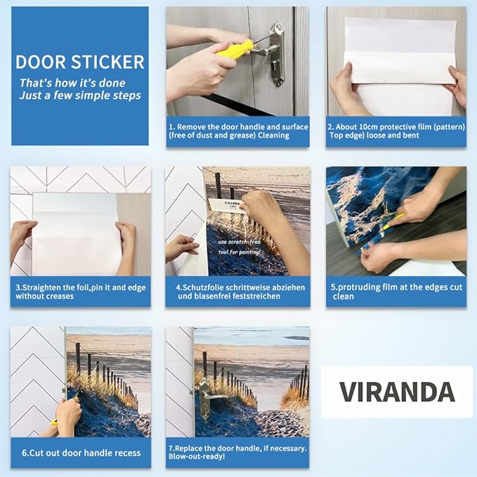 3D Door Stickers Murals Peel and Stick - Landscape - Door Wallpaper Self-Adhesive Door Decals Removable PVC Waterproof Door Poster for Bedroom Living Room Door Decoration 34.6" x 78.7"