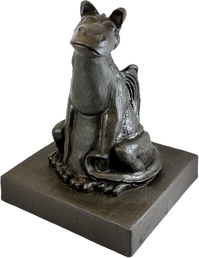 Emsco Group 92530 Lightweight Smiling Dragon Garden Statue, 21", Bronze