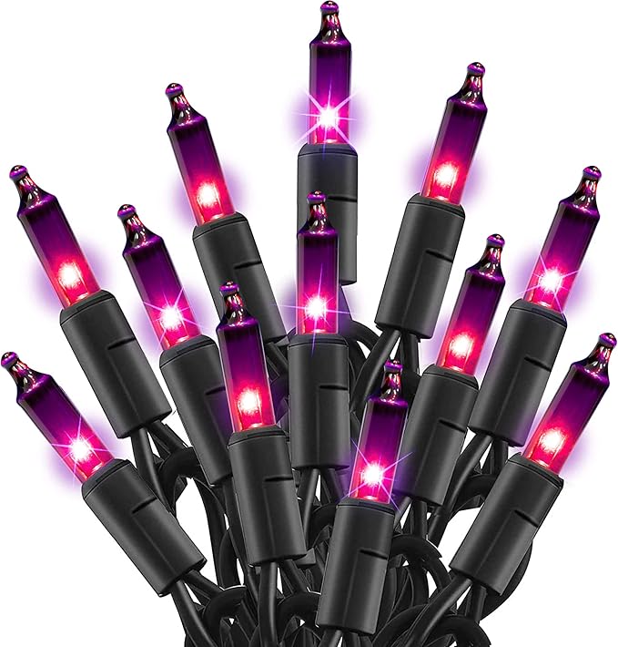 TW SHINE Purple Halloween Lights, 20FT 100 Count Incandescent Mini String Lights, Waterproof Halloween Decorations for Outdoor Indoor Patio Home Party Garden Yard Decor