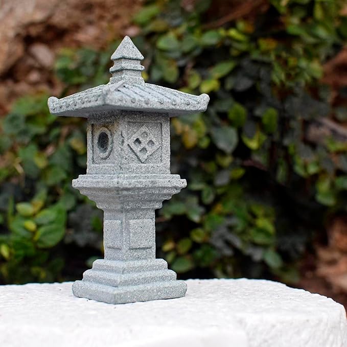 3 PCS Miniature Figurines Stone Pagoda Lantern Garden Statues Tiny Home Kit Meditation Accessories for Zen Garden Home Decor Yard Decorations Outdoor Statues Asian Garden Decor Japanese Gifts (2)