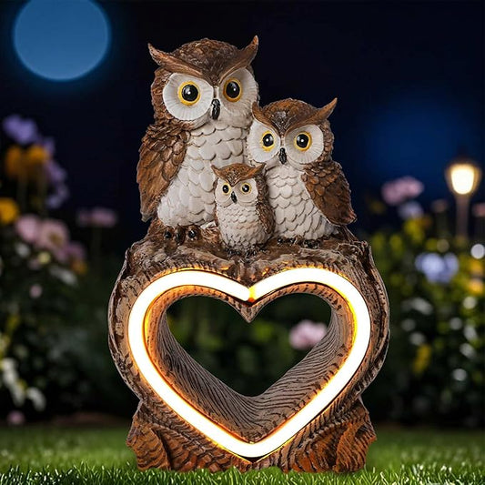 Solar Garden Decor Statues 8.6" Resin Solar Owl Waterproof Garden Owl Decor for Outside Yard Patio Porch Decoration Gift for Mom Grandma