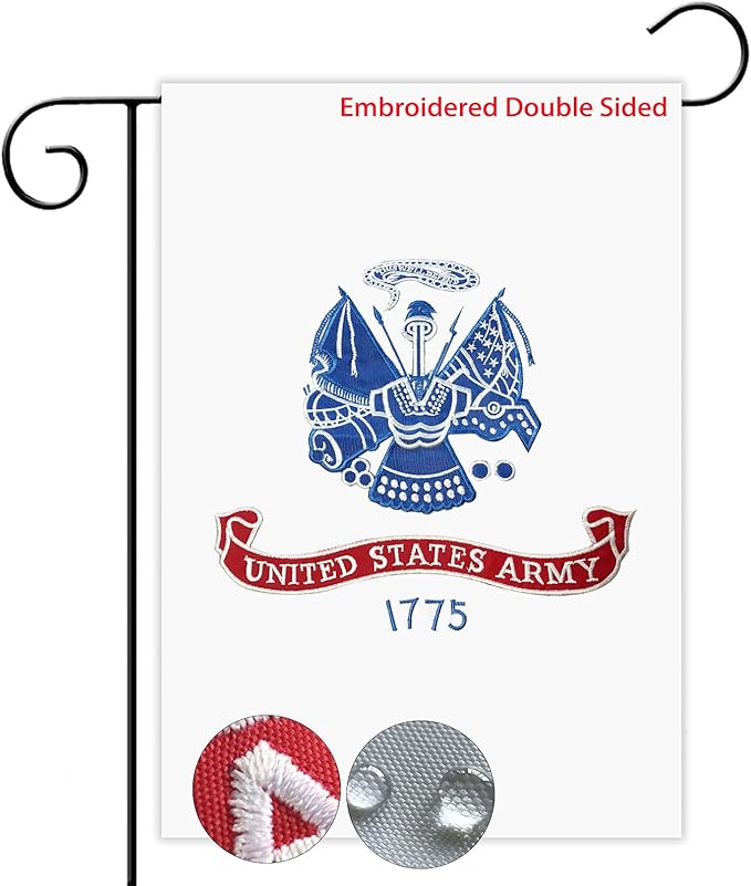 US Embroidered Army Garden Flag Double Sided 12x18 inch American Army Yard Lawn Garden Flags Banner Heavy Duty Vivid Color Waterproof