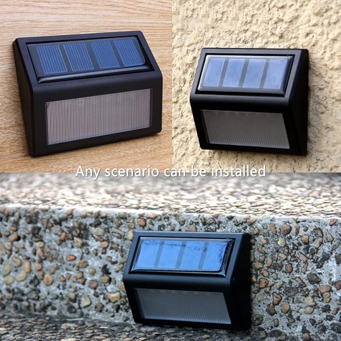 Solar Lights Outdoor, Waterproof Solar Powered Deck Step Lights for Patio Garden Backyard Garage Driveway Pathway Outside Wall Lighting (Cool White/2 Pack)