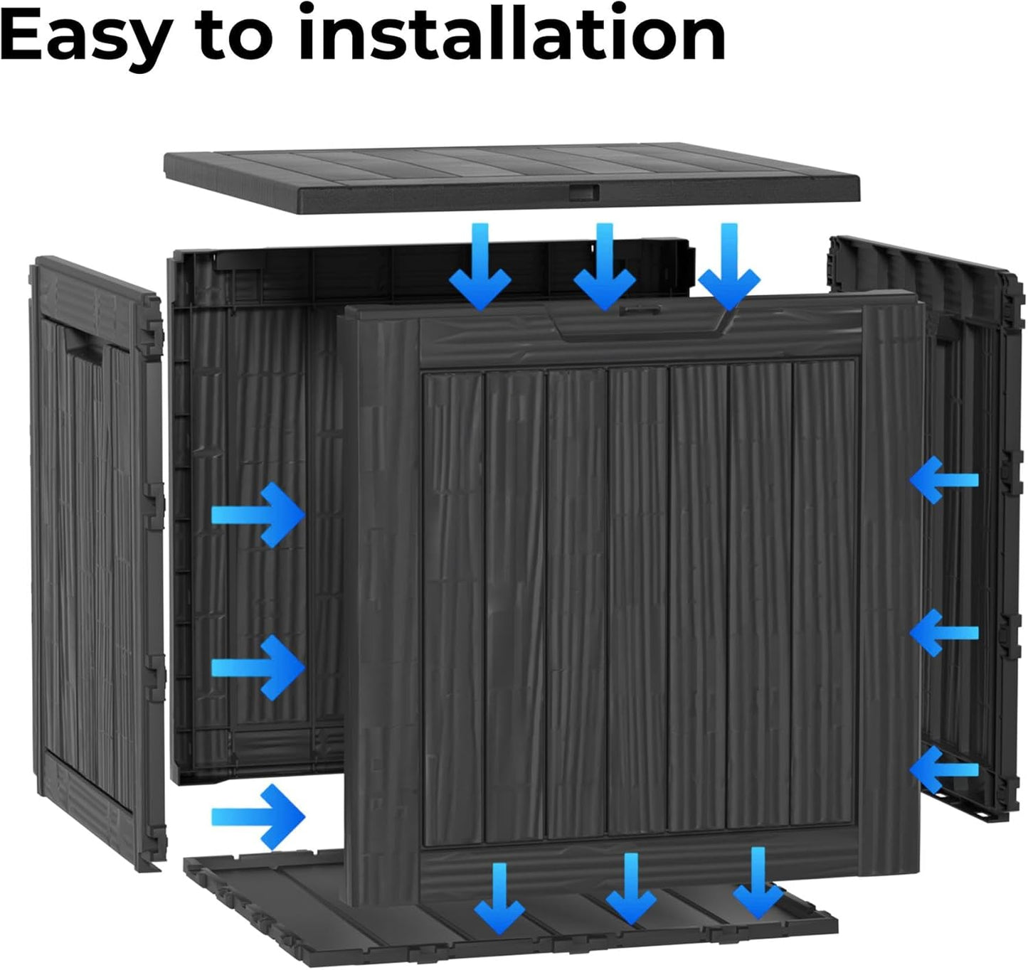 35 Gallon Resin Deck Box, Waterproof Outdoor Storage Bin for Patio, Poolside, and Garden, Lockable & UV-Resistant, Ideal for Small Spaces, Black