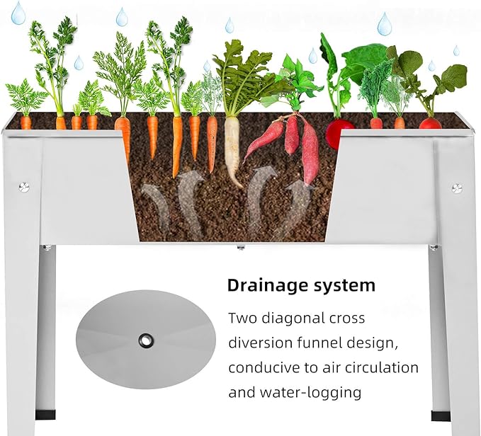 Raised Garden Bed, Garden Raised Planter Box with Legs, Galvanized Garden Planter for Herbs and Vegetables (24" Grey)