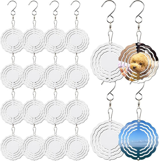 20 Pcs Sublimation Wind Spinner Blanks 3 Inch Bulk Aluminum Metal Ornaments Sublimation Blanks Products Heat Transfer Outdoor Garden Christmas Trees Decoration Sublimation Blank Wind Spinners