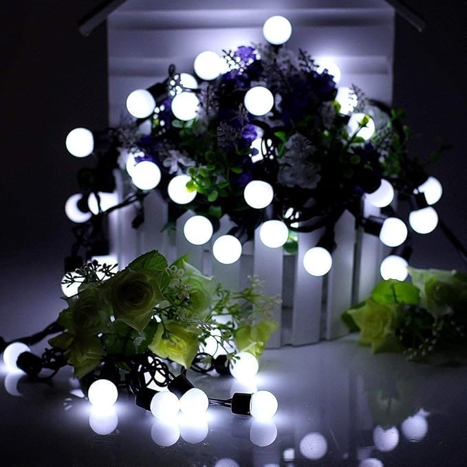 Globe Ball Fairy Lights, 50 LEDs 23ft/7M Solar Led Globe String Lights Waterproof with Two Lighting Modes for Garden Outdoor Party Christmas Decoration (Cold White)