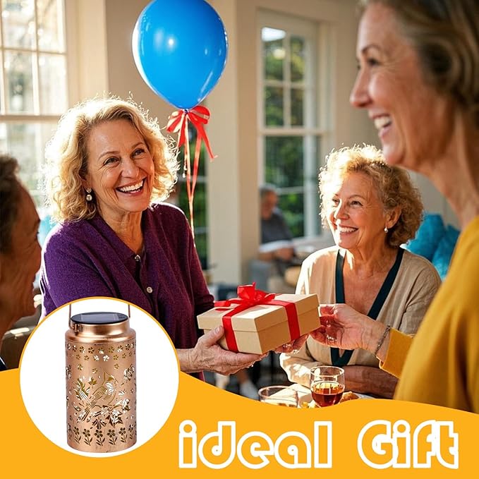 4 Pack Cardinal Solar Lanterns Outdoor Waterproof, Metal Hanging Lights Decorations for Garden Yard Lawn Patio, Cardinal Gifts for Women Mom Grandma Gardener for Mother'Day Christmas