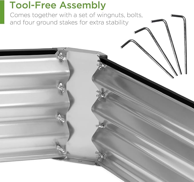 Best Choice Products 6x3x1ft Outdoor Metal Raised Garden Bed Box Vegetable Planter for Vegetables, Flowers, Herbs, and Succulents - Silver