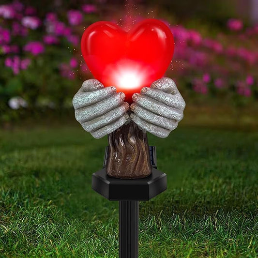 Solar Garden Lights Outdoor,Solar Red Heart Stake Lights,Garden Statue Lights Heart Lights Birthday Gifts for Women Mom Grandma Her,Valentine's Theme Decor for Lawn Yard Pathway Cemetery Porch
