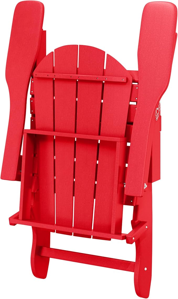 Westin Outdoors Laguna WO Home Outdoor Adirondack Folding Chair Lounger Seat Traditional Retro Home Furniture for Beach, Balcony, Backyard, Lawn, Patio, Pool, Deck, Garden (Red)