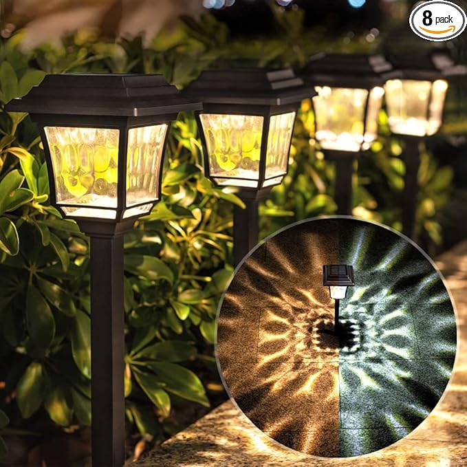 LeiDrail Solar Pathway Lights 8 Pack Solar Garden Lights with 2 Modes Waterproof Outdoor Path Light Warm White/Cool White LED Landscape Lighting for Yard Lawn Sidewalk Driveway Garden
