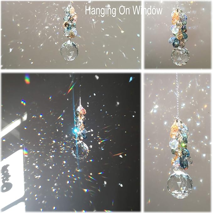 40mm Crystals Ball Prisms Suncatcher Hanging Ornament Chakra Crystals Rainbow Maker with Colors Crystal Pendants for Home,Office,Garden Decoration